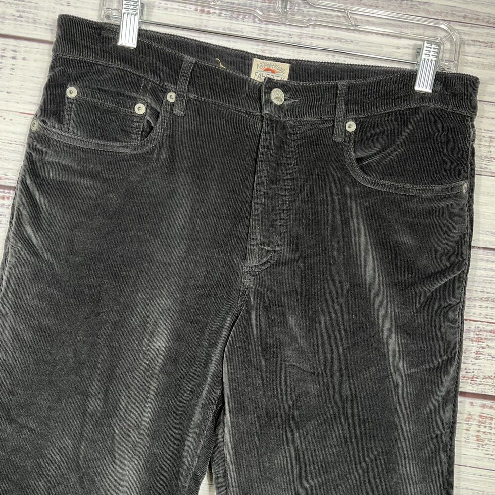 Faherty Stretch Terry 5-Pocket Athletic Fit Pants Mens 31x32 Charcoal Cotton